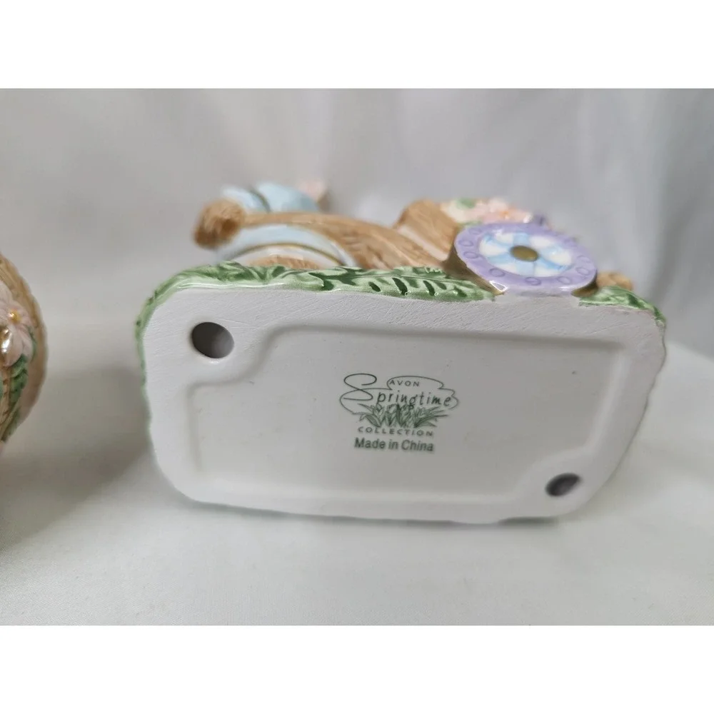 Avon Springtime Collection Rabbit‎ Tealight Holders Lot of 2 2002